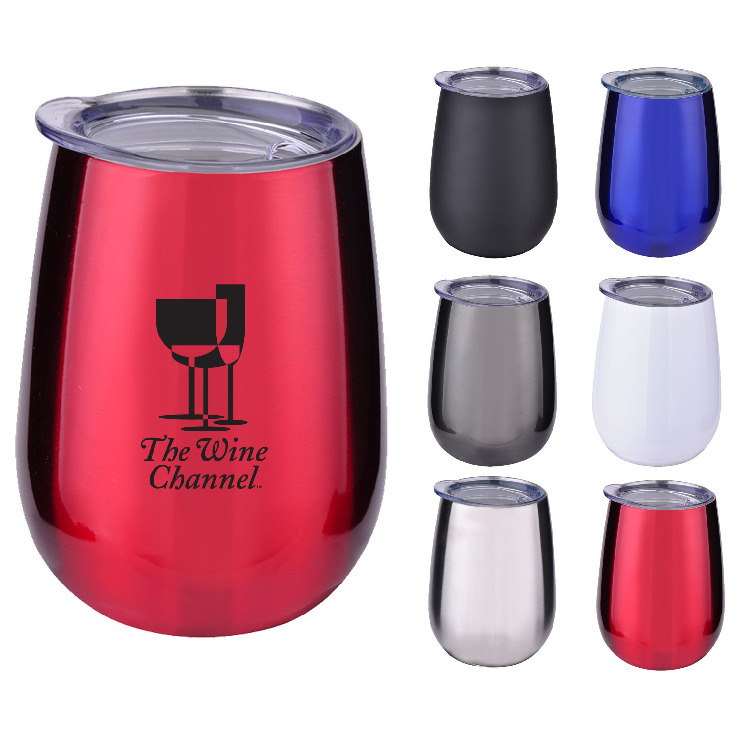 Makana Line 10 oz. Stainless Steel Wine Glass with Lid
