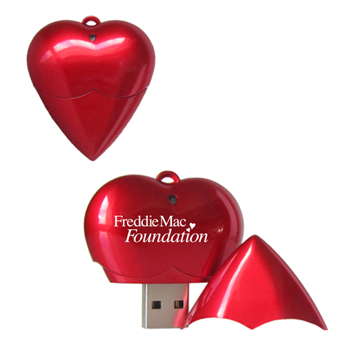 8GB Heart Shape USB Flash Drive w/ Removable Cap
